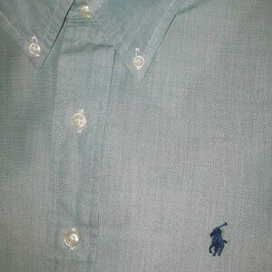 Ralph Lauren logo monogram sage-green-gray shirt with polo pony embroidered